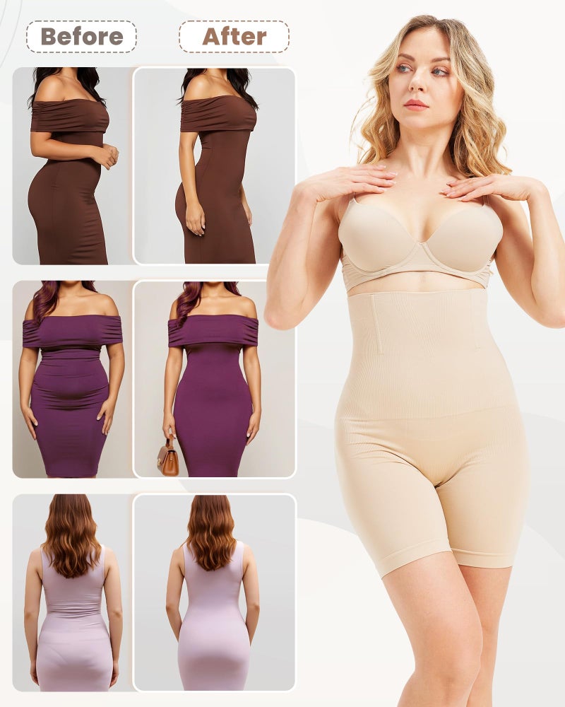 WyuuKi Shapewear Tummy Control for Women High Waisted Underwear Seamless Body Shaper Shorts Under Dress Thigh Slimmer Butt Lifter Beige - Image 4
