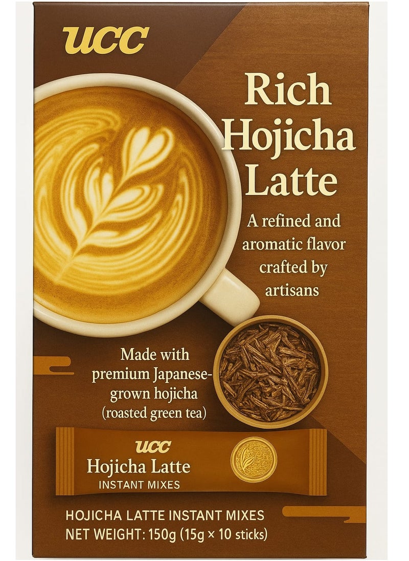 UCC - UCC Instant Hojicha Latte Toasted Green Tea – 15gx 10 sticks | Japanese Roasted Green Tea Latte | Smooth & Aromatic - Image 1