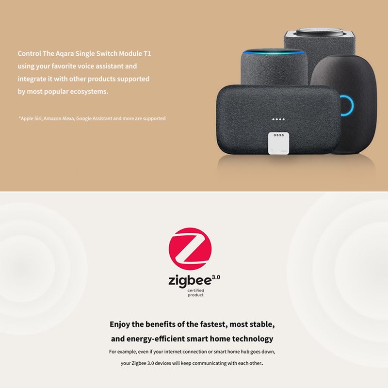 وحدة مفاتيح تبديل أحادية الاتجاه Aqara T1 (مُتحكم ريلاي لاسلكي) مع تقنية Zigbee 3.0 مع أو بدون موصل محايد - منبهات منزل ذكي ورصد طاقة - Image 3