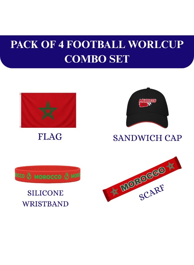 PRINTSHOP4ME Morocco Soccer Sports Combo Pack | Set of 4 | Flag, Scarf, Cap and Silicone Wristband | Adult Unisex Football Match Wear - Image 2