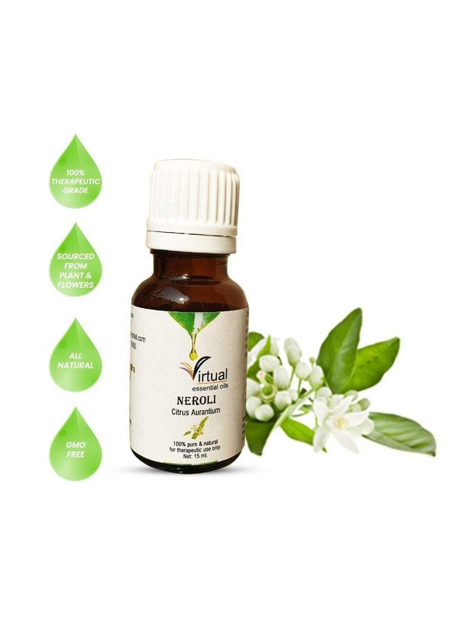 Virtual زيت النيرولي الأساسي النقي 100% لمكافحة الشيخوخة وحب الشباب والبشرة الجافة والتجاعيد زيت أساسي غير مخفف من الدرجة العلاجية والعطرية (15 مل) - Image 2