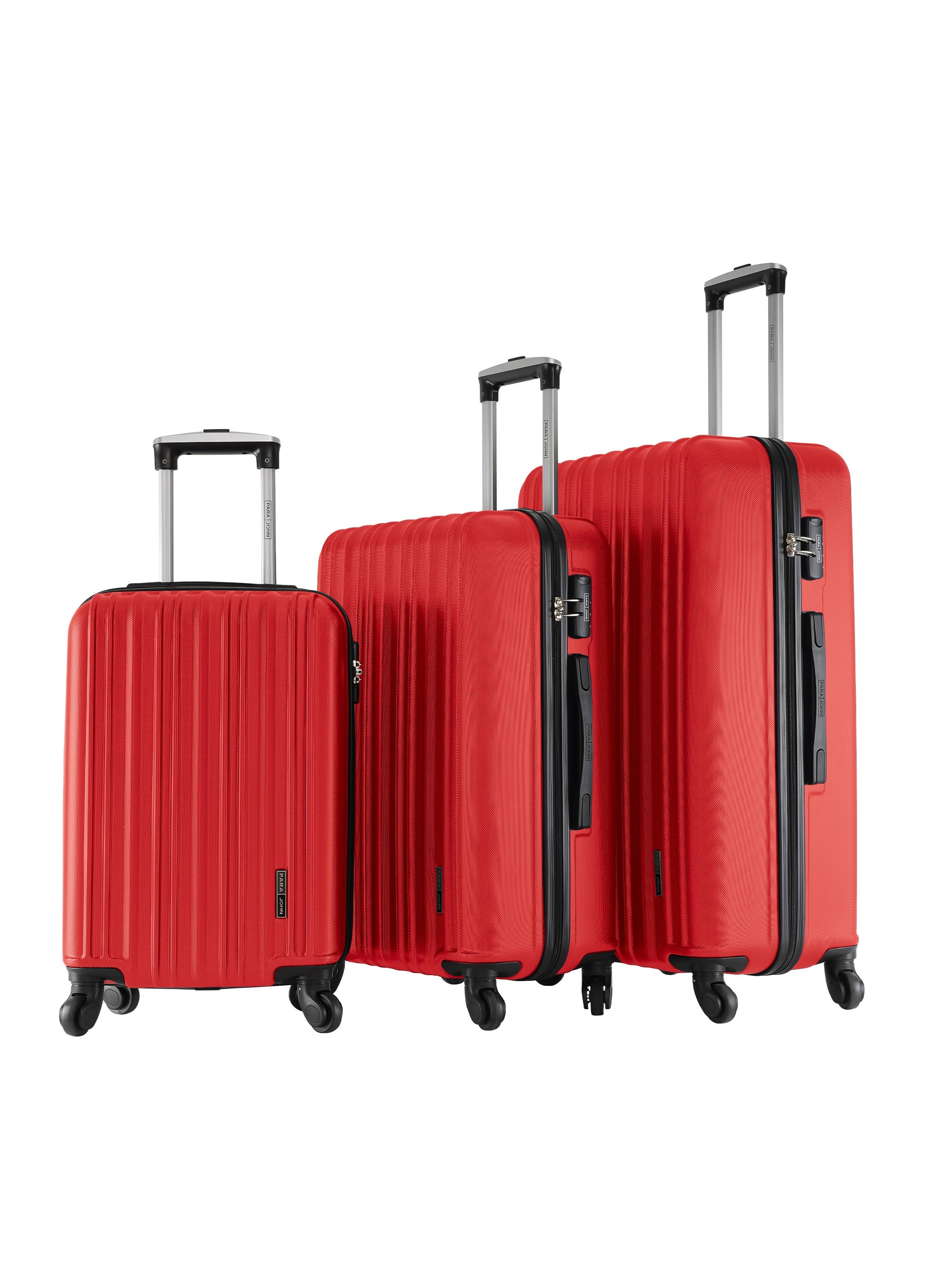 Keno 3 Piece ABS Hardside Spinner Luggage Trolley Set 20/24/28 Inch Red 