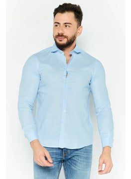 Gazzarrini Men Regular Fit Solid Long Sleeves Casual Shirt, Light Blue  - Image 1