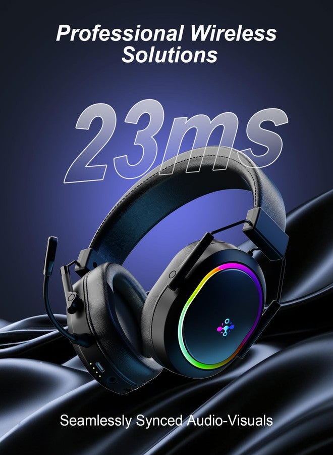 Taiahiro Wireless Gaming Headset for PS5 PS4, Bluetooth 2.4GHz Headphones with Noise Cancelling Mic, 23ms Low Latency Audio, 50+ Hrs & Surround Sound Memory Foam Gamer Headsets for Switch, Laptop, Mobile, Mac - Image 2