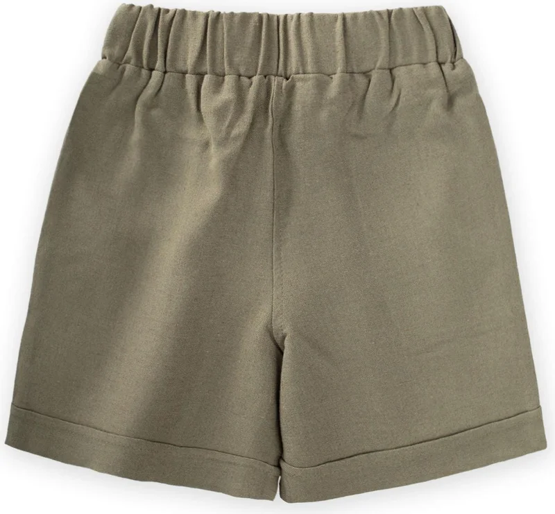 Cigit Sarh Linen Shorts Khaki Green