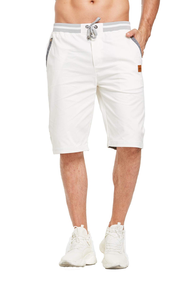 Tansozer Men's Shorts Casual Classic Fit Drawstring Summer Beach Shorts with Elastic Waist and Pockets (White, Large) - Image 5