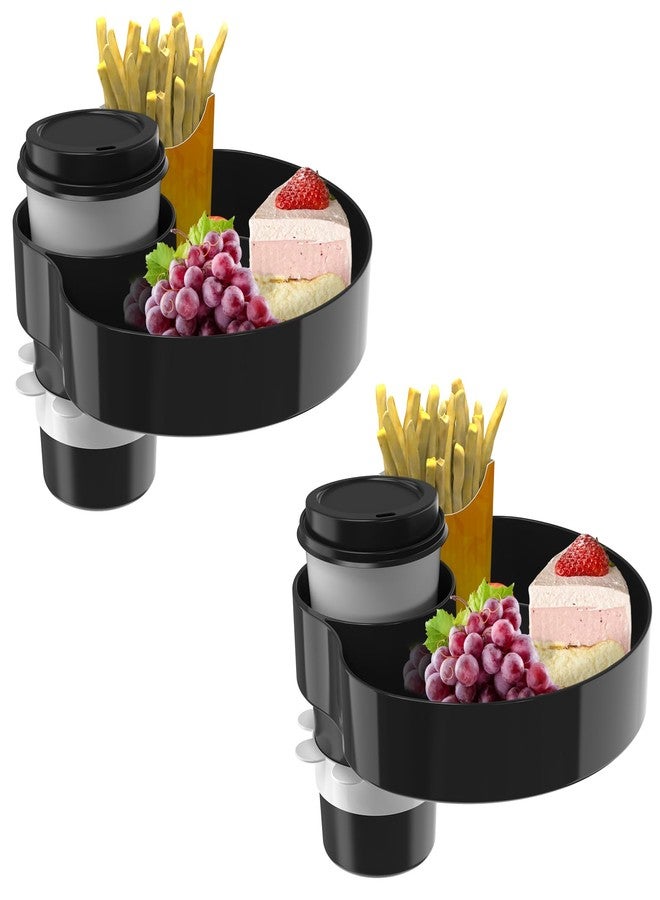 SSPONT [2 Packs] Kids Car Seat Tray, Travel Tray with Cup Holder for Toddler Baby, Kids Car Seat Food Snack Organizer for Road Trip, Stroller snack Organizer Travel Must Haves Toddler Must Haves (Black) - Image 1