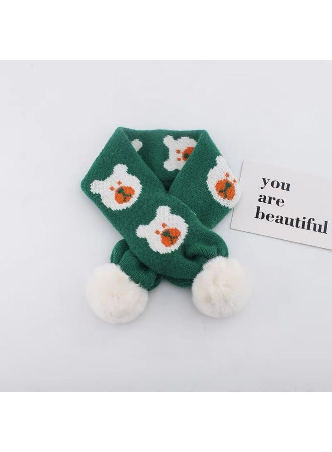 South Korea Children's Scarf Trendy New Boys And Girls Knitted Wool Bear Scarf Cross Children's Wool Cartoon Scarf
