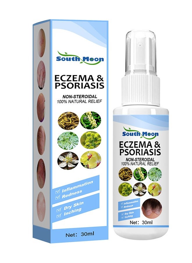 SOUTH MOON Eczema & Psoriasis Non-Steroidal100% Natural Relief，Dermatitis And Eczema Pruritus Psoriasis Spray, Say Goodbye To Scaly Skin, Eczema Relief Spray, Stops Burning And Itching 30ML