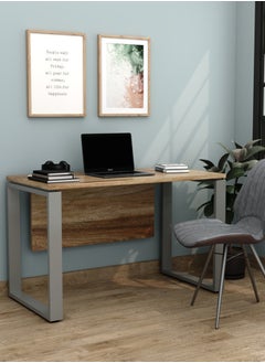 RIGID Steel Single Seater Workstation Desk with Wooden Top Grey 75x120x60cm  - Image 1
