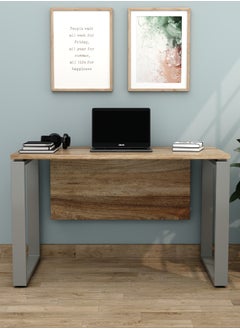 RIGID Steel Single Seater Workstation Desk with Wooden Top Grey 75x120x60cm  - Image 5