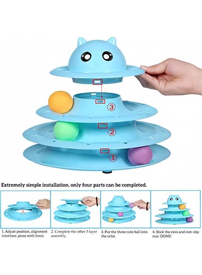 Kidle 14 PCS Cat Toys for Indoor Cats Kitten Pet Interactive Fun Roller Exerciser Track Toys 3 Level Cat Teaser Ball Toys with 3 Colorful Balls Cat Feather Wand Toys - Image 5