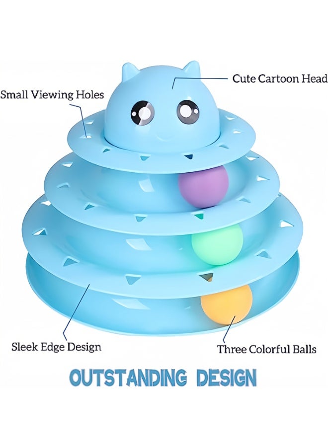 Kidle 14 PCS Cat Toys for Indoor Cats Kitten Pet Interactive Fun Roller Exerciser Track Toys 3 Level Cat Teaser Ball Toys with 3 Colorful Balls Cat Feather Wand Toys - Image 4