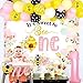 Balterever Bee 1st Birthday Decorations for Girl Bee Birthday Balloon Garland Kit Pink Yellow Its Sweet to Bee One Backdrop Cake Topper High Chair Banner for Honey 1st Bday Bee Themed Party - Image 2