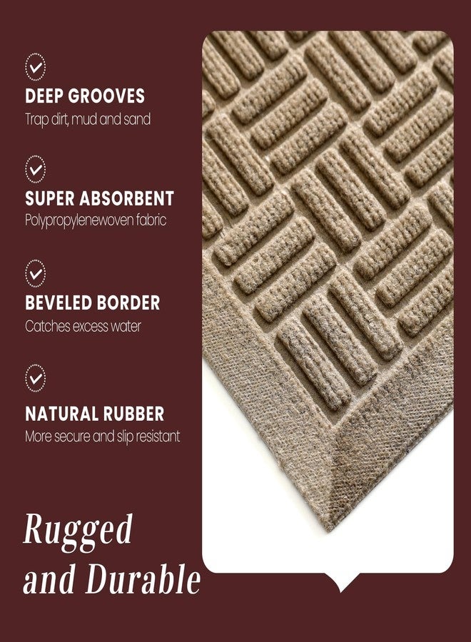 Mibao Front Door Mat Indoor Outdoor Entrance, Dirt Trapping Waterproof All-Season, All-Weather Doormat, Non-Slip Durable Natural Rubber Low Profile Easy Clean Patio Entrance Mat, 29.5" x 17", Beige - Image 5