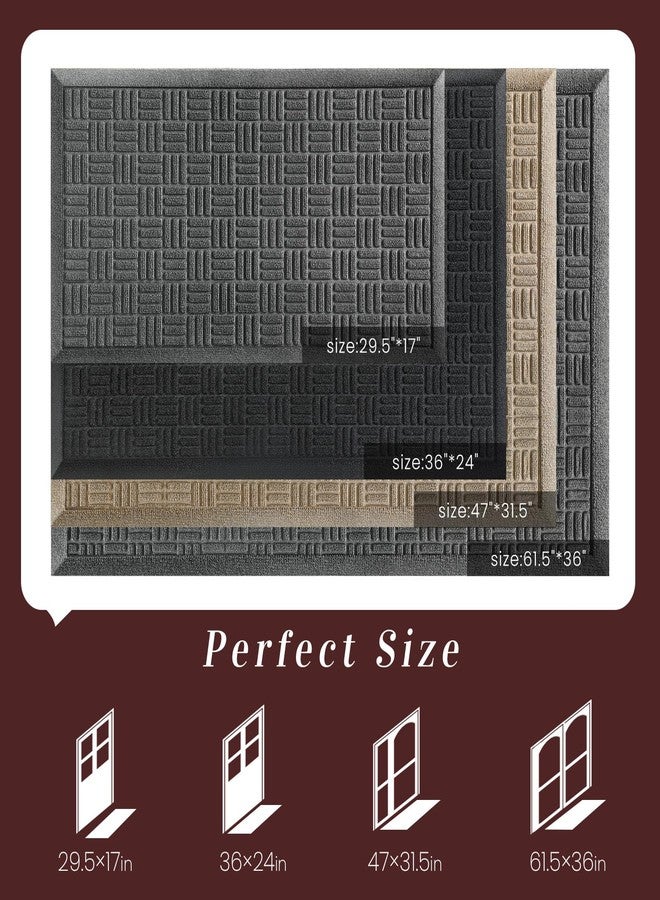 Mibao Front Door Mat Indoor Outdoor Entrance, Dirt Trapping Waterproof All-Season, All-Weather Doormat, Non-Slip Durable Natural Rubber Low Profile Easy Clean Patio Entrance Mat, 29.5" x 17", Beige - Image 2