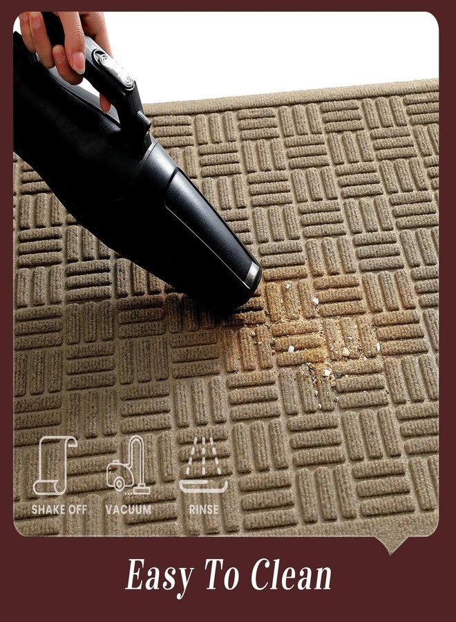 Mibao Front Door Mat Indoor Outdoor Entrance, Dirt Trapping Waterproof All-Season, All-Weather Doormat, Non-Slip Durable Natural Rubber Low Profile Easy Clean Patio Entrance Mat, 29.5" x 17", Beige - Image 4