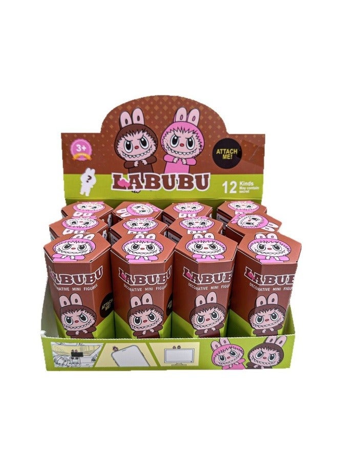 general Labubu lying mobile phone stickers tide play blind box cartoon doll decoration car accessories - Image 1