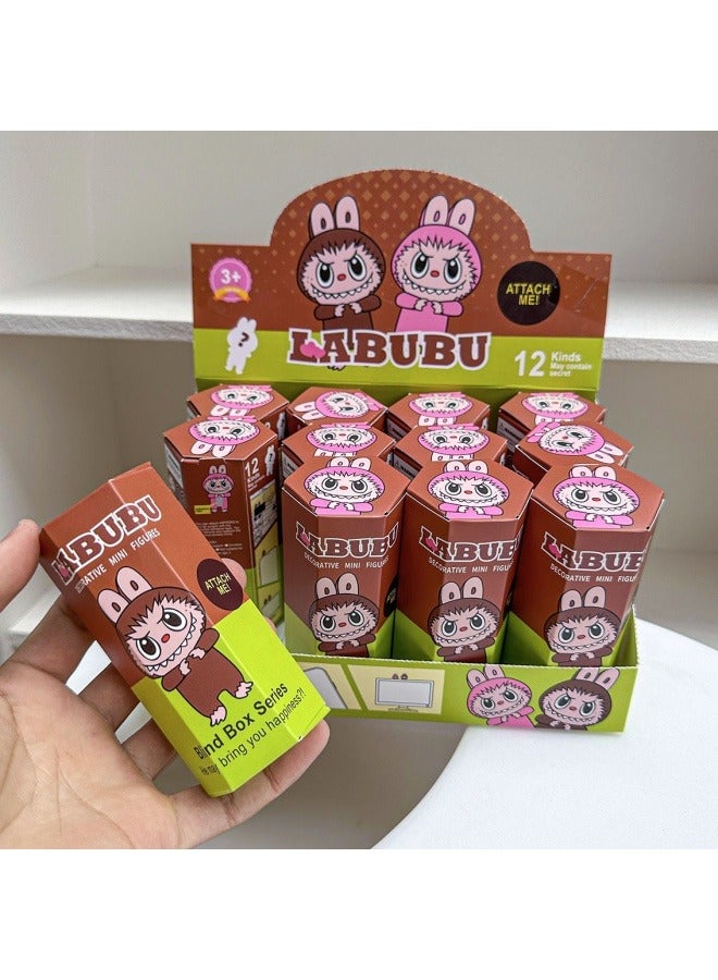 general Labubu lying mobile phone stickers tide play blind box cartoon doll decoration car accessories - Image 2