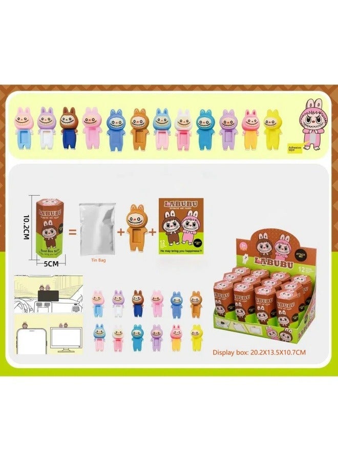 general Labubu lying mobile phone stickers tide play blind box cartoon doll decoration car accessories - Image 3