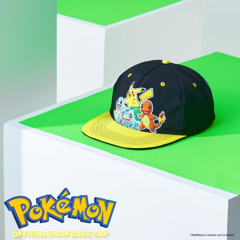 Pokemon Bucket Hat for Kids Unisex Baseball Cap Pikachu Adjustable Strap Trucker Cap Sun Hat for Kids Snapback (Black/Yellow) - Image 2