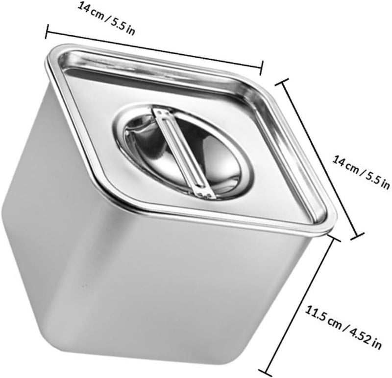 Square Stainless Steel Seasoning Holder with Lid 14cm Spice Container Kitchen Condiment Storage Pot for Home Cooking - Image 2