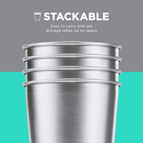HAUSHOF Pint Cup, 20 oz Stainless Steel Cups, Stackable Metal Drinking Cups, Stacking Beer Pint Cups for Home, Party, Camping, Outdoor, Unbreakable, 4 Pack - Image 5