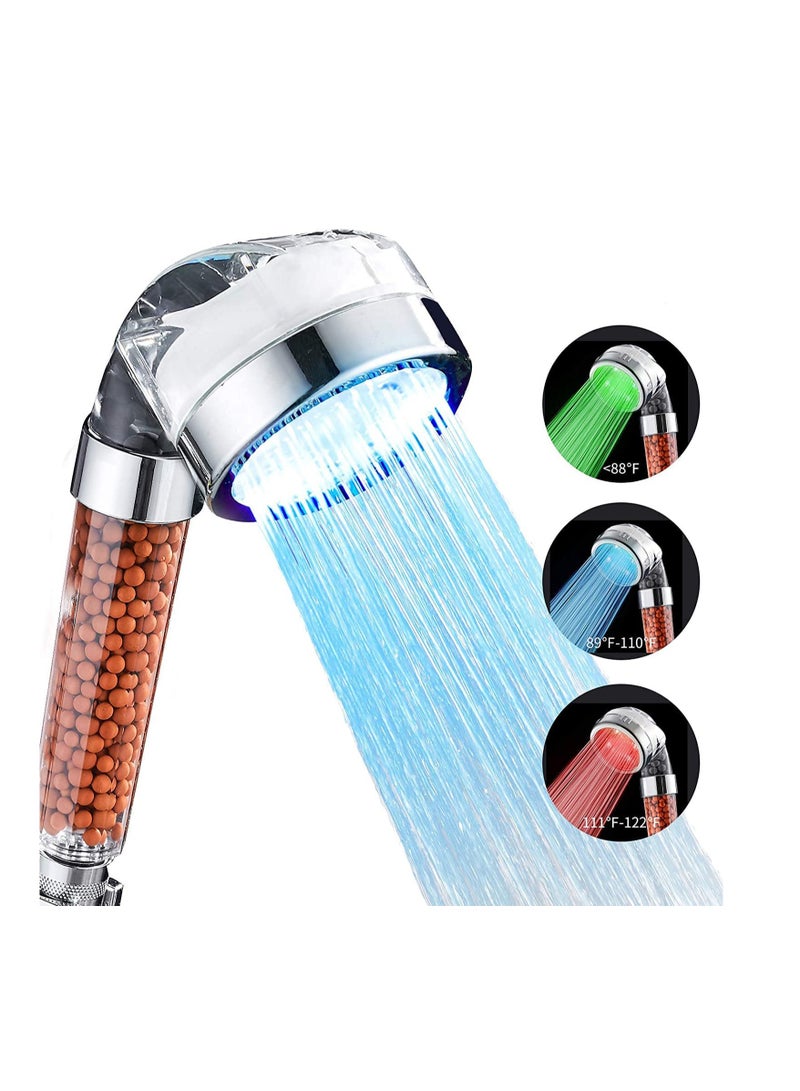 SYOSI Shower Head LED Shower Head Color Changing Filter Filtration High Pressure Water Saving Spray Handheld Showerheads for Dry Skin  Hair with Temperature Controlled Shower Heads - Image 1