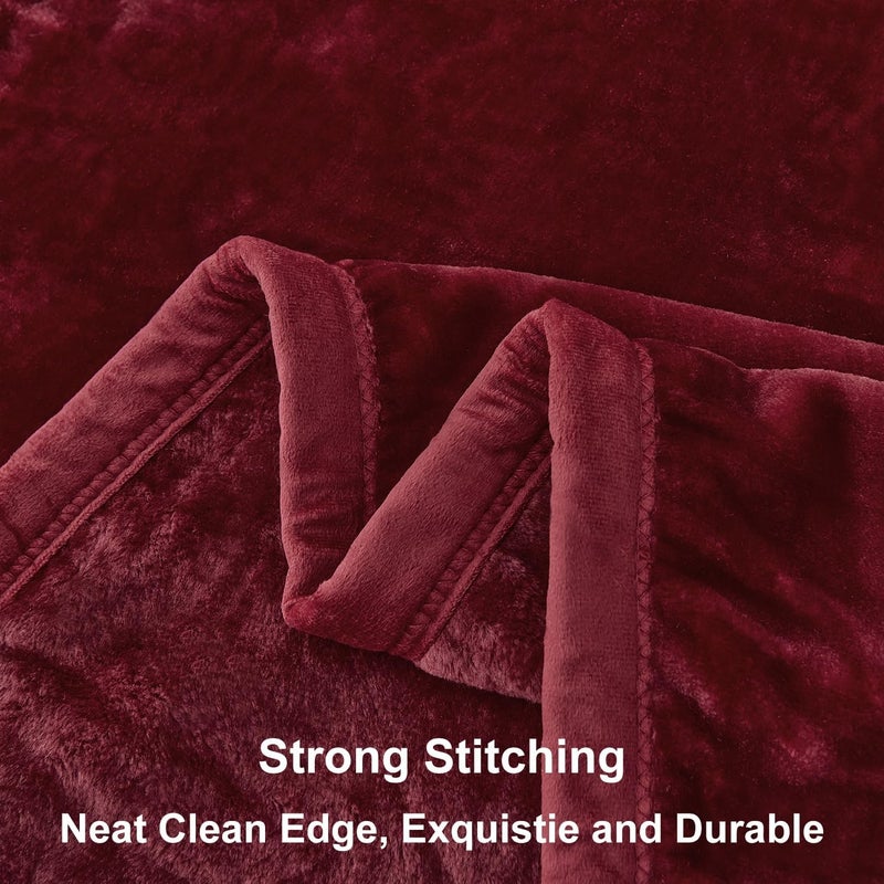 JYK Fleece Plush Blanket 3.5 LB, 1 Ply, Korean Mink Blanket Queen 79" x 91" - Super Soft and Warm, Lightweight and Cozy Fuzzy Solid Color Fleece Blanket for Bed, Burgundy - Image 5