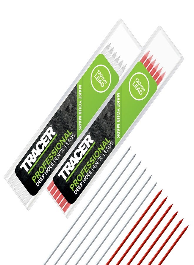 Tracer Deep Hole Pencil Alternative Leads Set - 12 x 2.8mm High-Visibility Coloured Leads: 6 Red, 6 White - Image 1