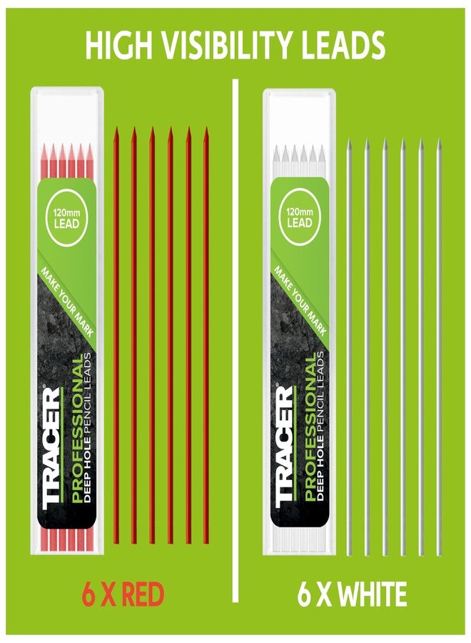 Tracer Deep Hole Pencil Alternative Leads Set - 12 x 2.8mm High-Visibility Coloured Leads: 6 Red, 6 White - Image 4