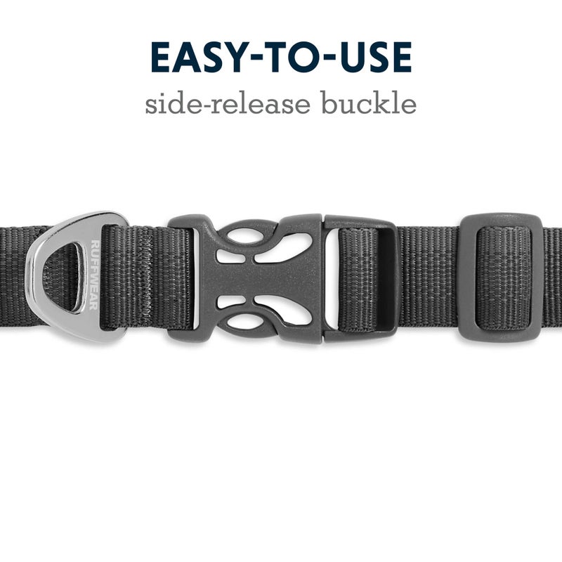 Ruffwear, Front Range Dog Collar, Adjustable Tubelok Webbing, Lightweight, Side Release Buckle, Aluminum V-Ring, Durable for Everyday Use, Twilight Grey, 14"-20" - Image 4