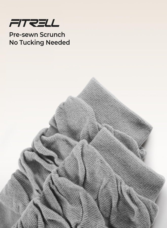 FITRELL Slouch Crew Socks for Women, 3 Pairs Soft Cotton Mid Calf Cute Retro Scrunch Socks, White+grey+black, S-M - Image 4
