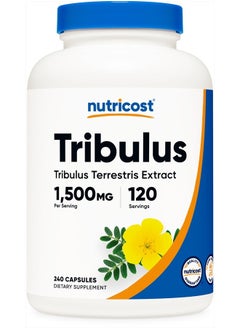 Nutricost Tribulus Terrestris Extract 1500mg, 240 Capsules - 45% Saponins, 120 Servings, Non-GMO, Gluten Free  - Image 1