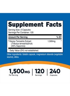 Nutricost Tribulus Terrestris Extract 1500mg, 240 Capsules - 45% Saponins, 120 Servings, Non-GMO, Gluten Free  - Image 4