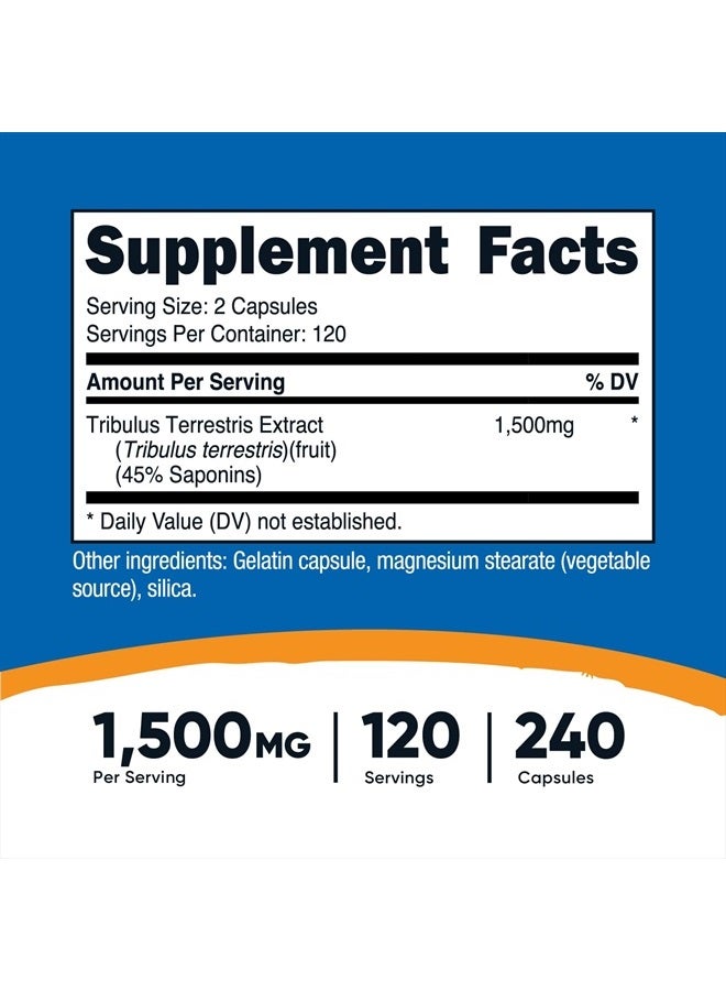 Nutricost Tribulus Terrestris Extract 1500mg, 240 Capsules - 45% Saponins, 120 Servings, Non-GMO, Gluten Free - Image 4