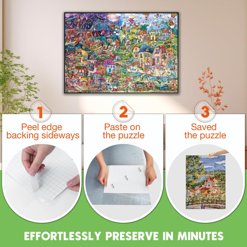 Nariolar Ultra-Adhesion Transparent Puzzle Glue Sheets, 64 Puzzle Saver Sheets for Preserving Up to 8x1000-Piece Jigsaws - Image 4