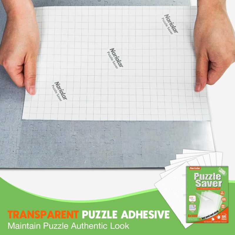 Nariolar Ultra-Adhesion Transparent Puzzle Glue Sheets, 64 Puzzle Saver Sheets for Preserving Up to 8x1000-Piece Jigsaws - Image 2