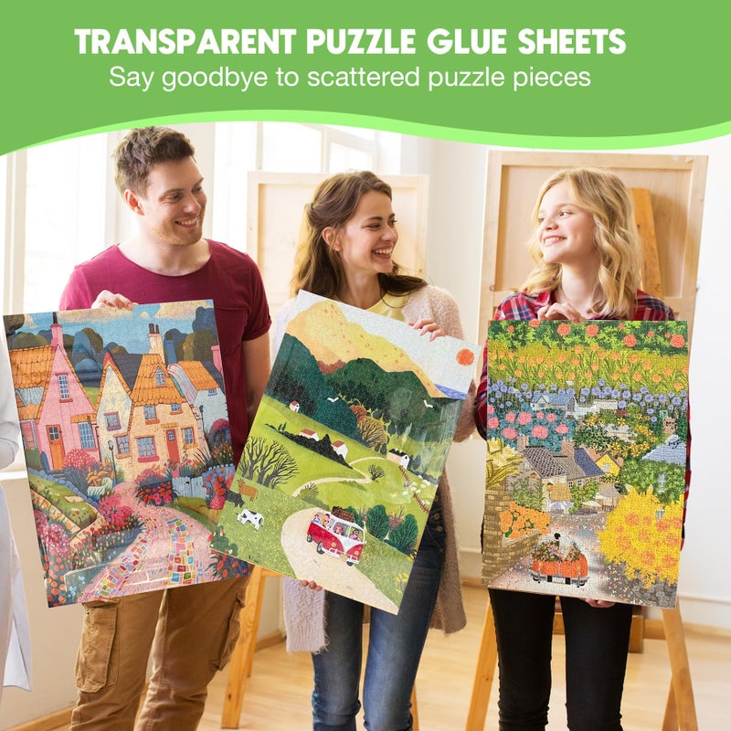 Nariolar Ultra-Adhesion Transparent Puzzle Glue Sheets, 64 Puzzle Saver Sheets for Preserving Up to 8x1000-Piece Jigsaws - Image 5