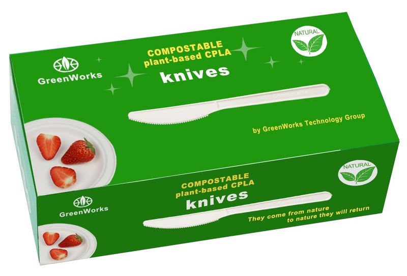 GreenWorks Compostable Knives100 Count 7 Heavyweight Disposable Biobased Cutlery Knife