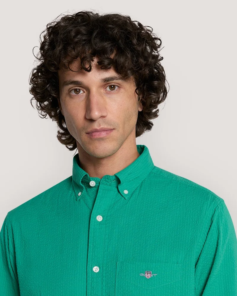 GANT  Gant Reg Solid Seersucker Shirt for Men | Best Price UAE