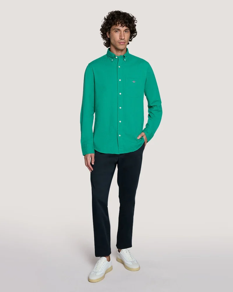 GANT  Gant Reg Solid Seersucker Shirt for Men | Best Price UAE