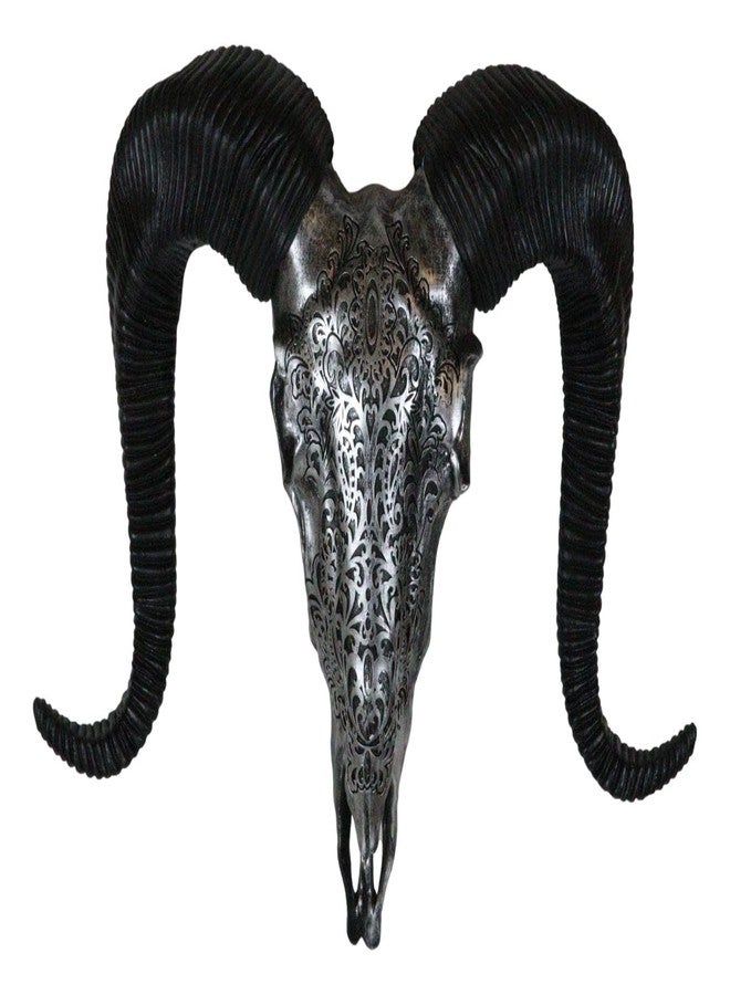 Ebros Gift رأس غزال كورسيكي مزخرف من إيبروس هدية فضية مع قرون وزخارف نباتية، ديكور جداري، نسخة فنية لرأس حيوان أصلي، تمثال معلق - Image 1