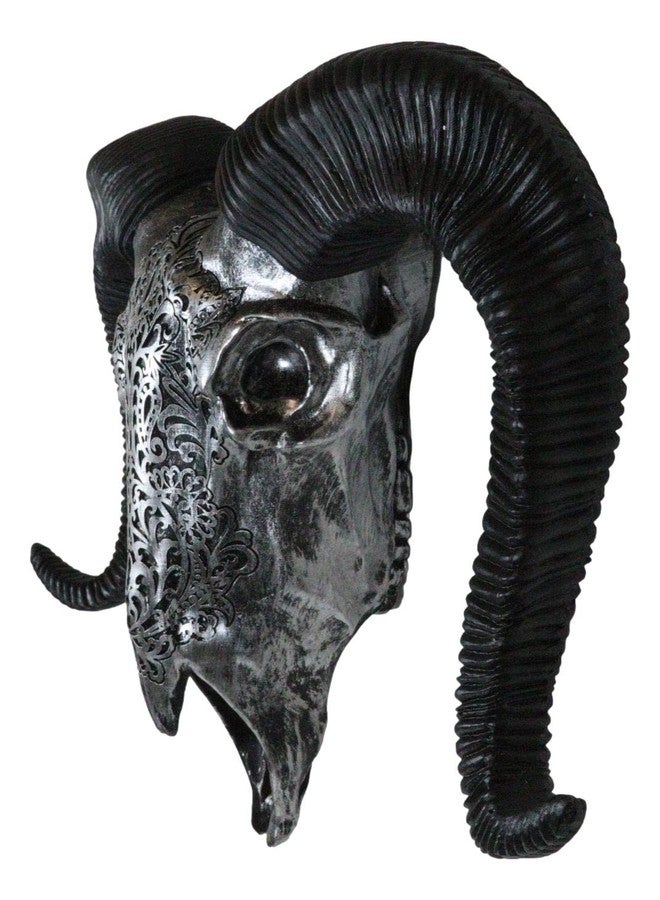 Ebros Gift رأس غزال كورسيكي مزخرف من إيبروس هدية فضية مع قرون وزخارف نباتية، ديكور جداري، نسخة فنية لرأس حيوان أصلي، تمثال معلق - Image 3