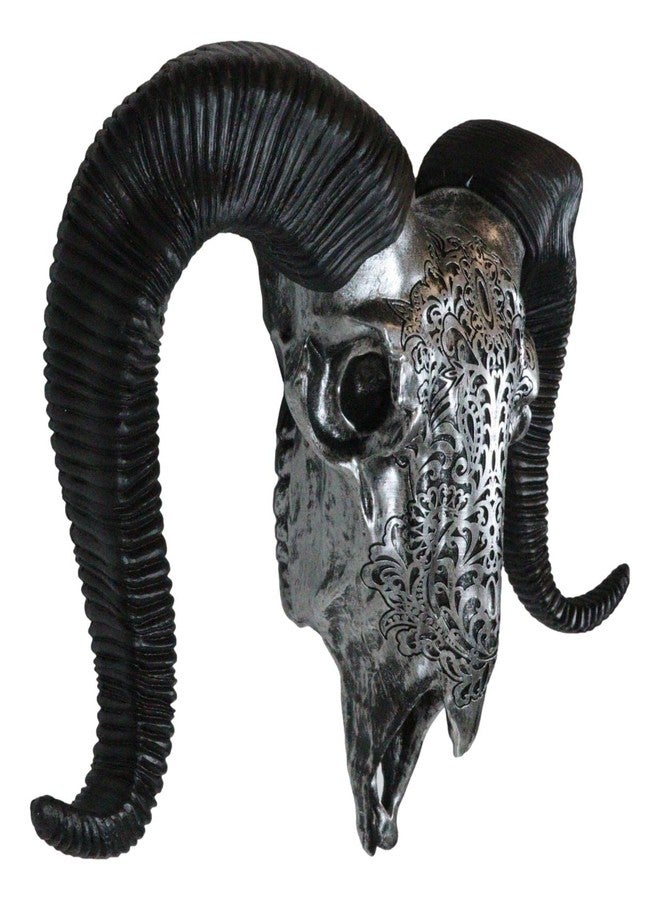 Ebros Gift رأس غزال كورسيكي مزخرف من إيبروس هدية فضية مع قرون وزخارف نباتية، ديكور جداري، نسخة فنية لرأس حيوان أصلي، تمثال معلق - Image 4