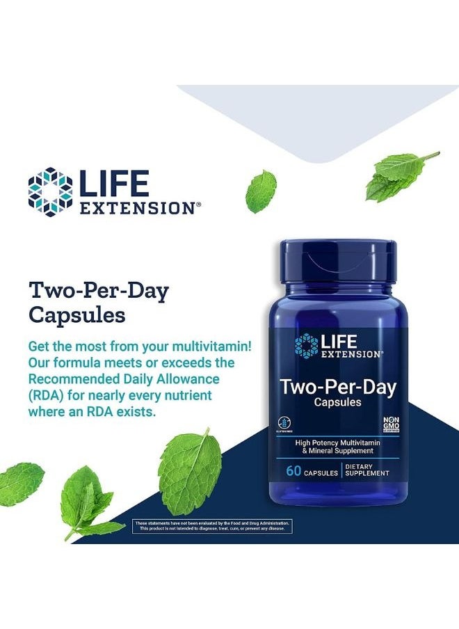 Two Per Day Multivitamin A Healthy Dose of Vitamins & Minerals  Gluten-Free Non-GMO 60 Capsules