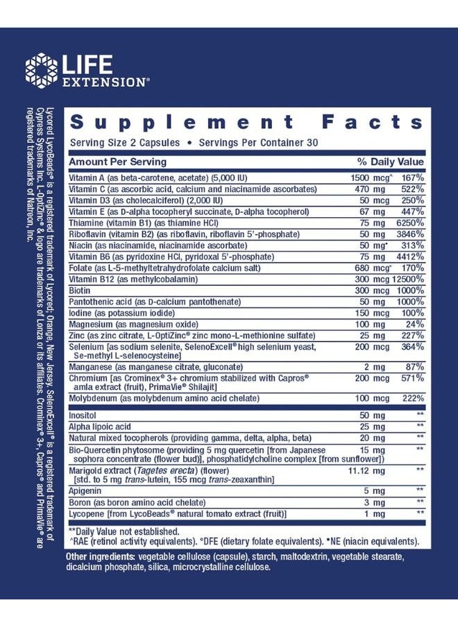 Two Per Day Multivitamin A Healthy Dose of Vitamins & Minerals  Gluten-Free Non-GMO 60 Capsules