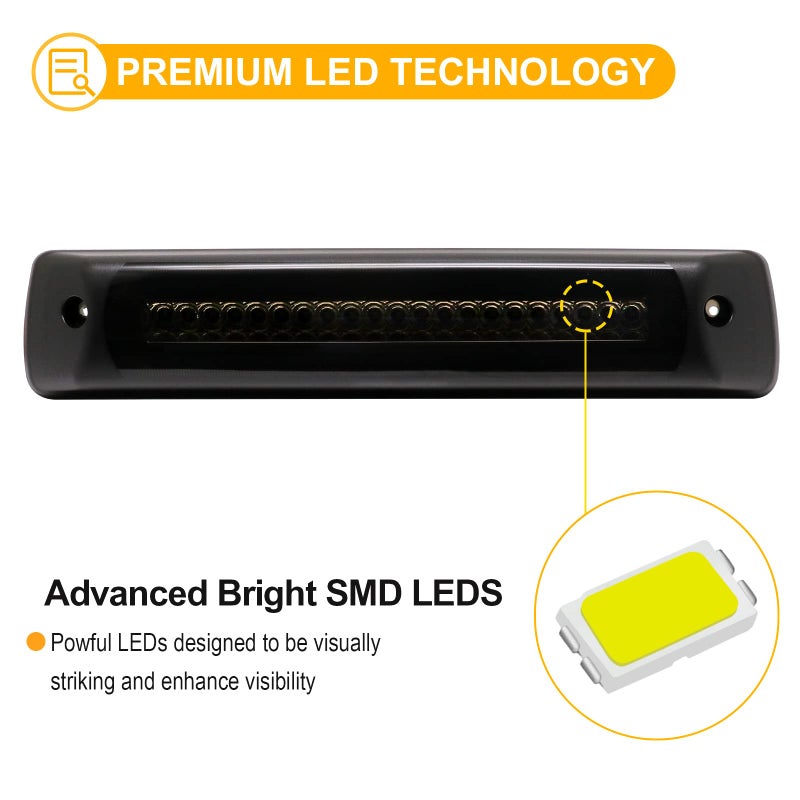 R&F Auto Smoked LED Third Brake Light Replacement for Colorado/Canyon (2015-2023) Roof Cargo Lights High Mount Brake Lamp with Seal Foam Gaskets F1 Style Red Flash - Image 4
