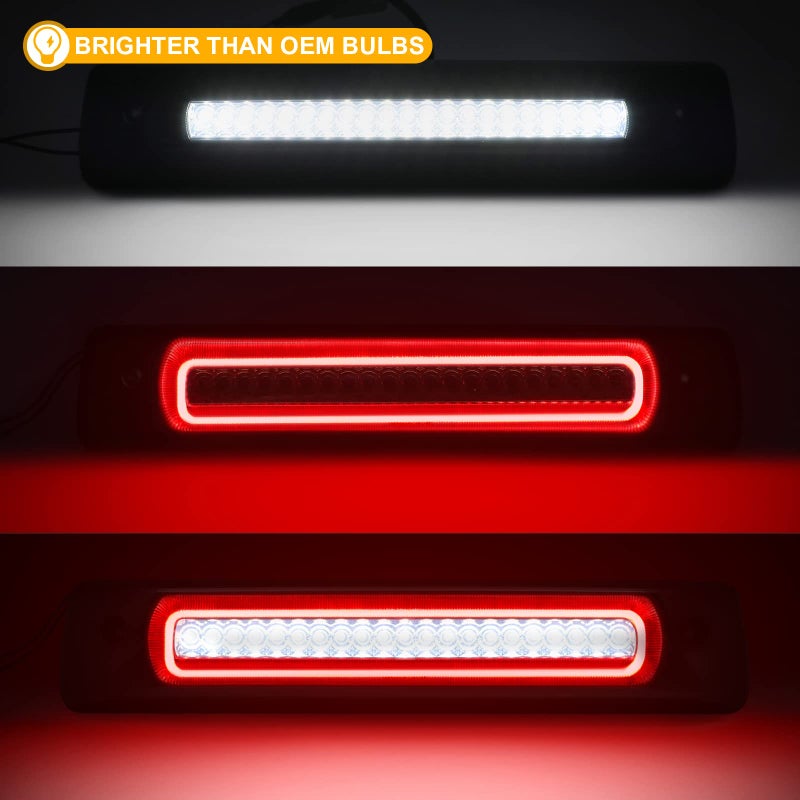 R&F Auto Smoked LED Third Brake Light Replacement for Colorado/Canyon (2015-2023) Roof Cargo Lights High Mount Brake Lamp with Seal Foam Gaskets F1 Style Red Flash - Image 2