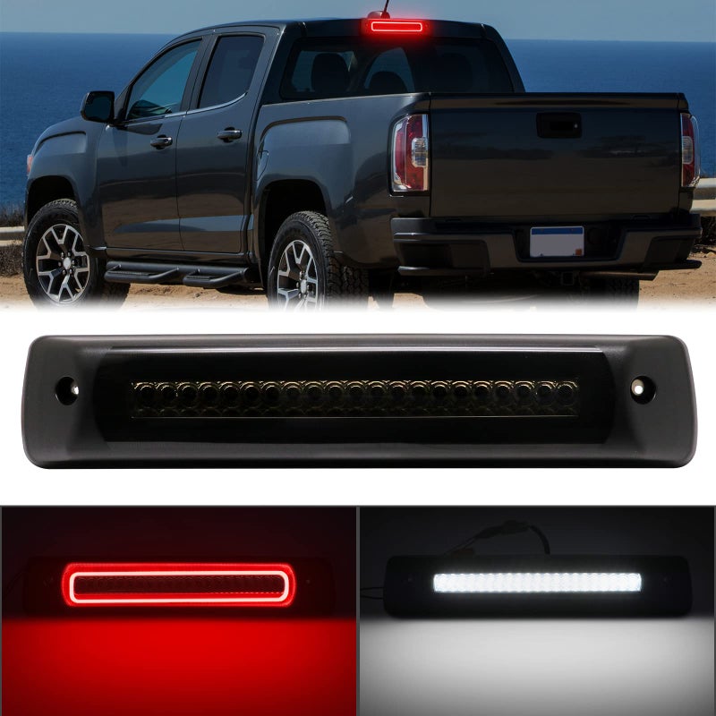 R&F Auto Smoked LED Third Brake Light Replacement for Colorado/Canyon (2015-2023) Roof Cargo Lights High Mount Brake Lamp with Seal Foam Gaskets F1 Style Red Flash - Image 1